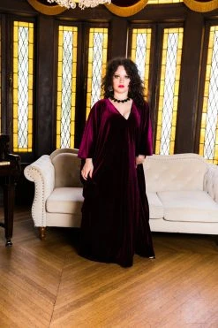 Fringe Co Wine Velvet Long Caftan Caftan Club Collection