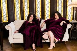 Fringe Co Wine Velvet Long Caftan Caftan Club Collection