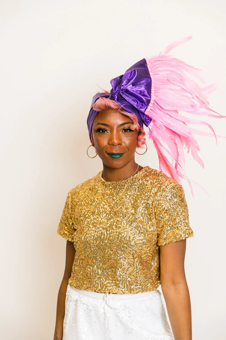 Fringe Co Party Wraps Purple Metallic With Pink Feather Trim Party Wrap 1 Fringe Co Party Wraps Purple Metallic With Pink Feather Trim Party Wrap