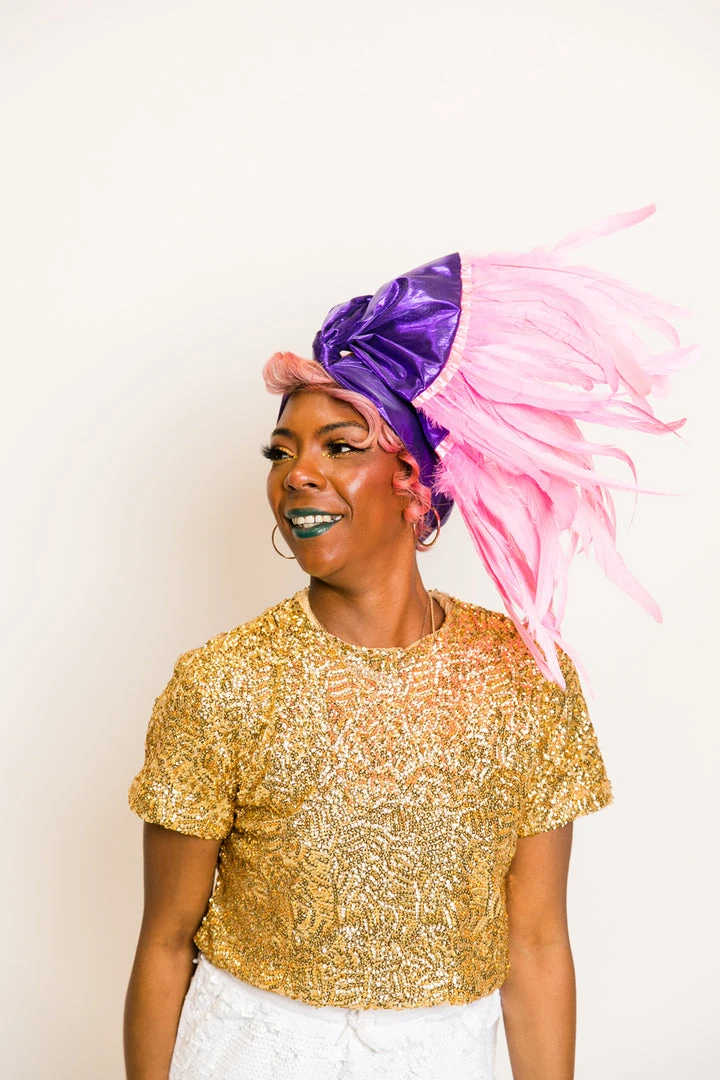 Fringe Co Party Wraps Purple Metallic With Pink Feather Trim Party Wrap 2 Fringe Co Party Wraps Purple Metallic With Pink Feather Trim Party Wrap