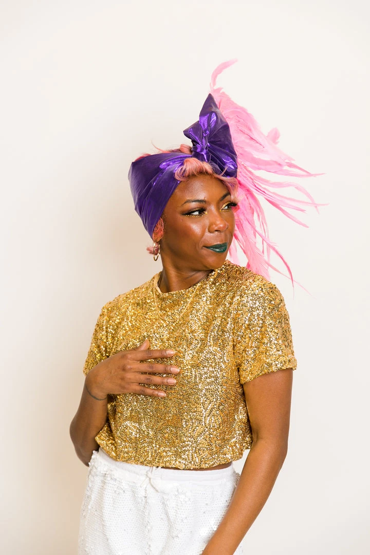 Fringe Co Party Wraps Purple Metallic With Pink Feather Trim Party Wrap 3 Fringe Co Party Wraps Purple Metallic With Pink Feather Trim Party Wrap