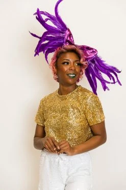 Fringe Co Kids Shirts Mini Pink Metallic With Purple Feather Party Wrap