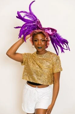 Fringe Co Kids Shirts Mini Pink Metallic With Purple Feather Party Wrap