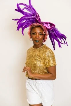 Fringe Co Kids Shirts Mini Pink Metallic With Purple Feather Party Wrap