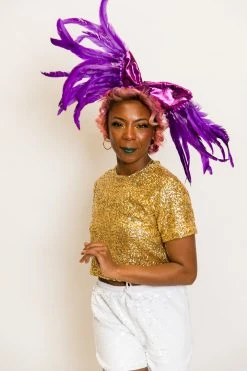 Fringe Co Kids Shirts Mini Pink Metallic With Purple Feather Party Wrap