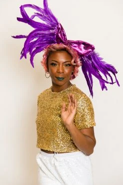 Fringe Co Kids Shirts Mini Pink Metallic With Purple Feather Party Wrap