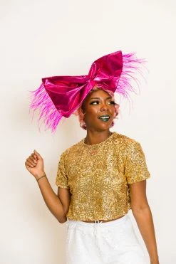 fringe co shop 27 Fringe Co Pink Metallic With Pink Ostrich Feather Party Wrap