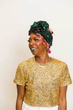 Fringe Co Party Wraps Green Sequin Embroidered Party Wrap