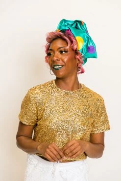 Fringe Co Green Satin Rainbow Polka Dot Party Wrap