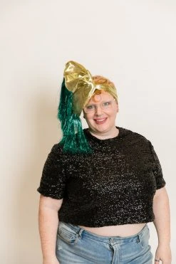 Fringe Co Gold Metallic With Teal Tinsel Fringe Party Wraps