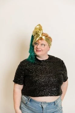 Fringe Co Gold Metallic With Teal Tinsel Fringe Party Wraps