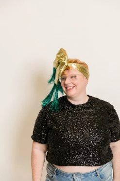 Fringe Co Gold Metallic With Teal Tinsel Fringe Party Wraps