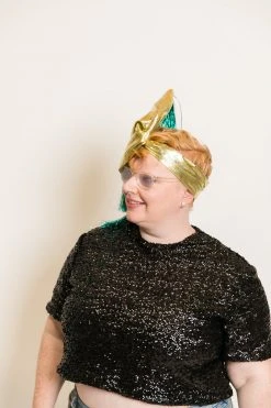 Fringe Co Gold Metallic With Teal Tinsel Fringe Party Wraps