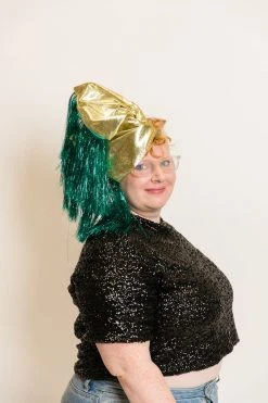 Fringe Co Gold Metallic With Teal Tinsel Fringe Party Wraps