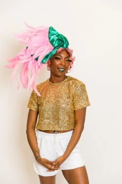 Fringe Co Metallic Teal With Pink Feather Party Wrap Shop Spring Sparkles