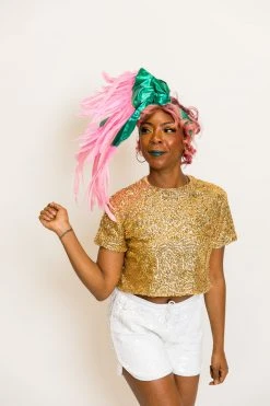 Fringe Co Metallic Teal With Pink Feather Party Wrap Shop Spring Sparkles