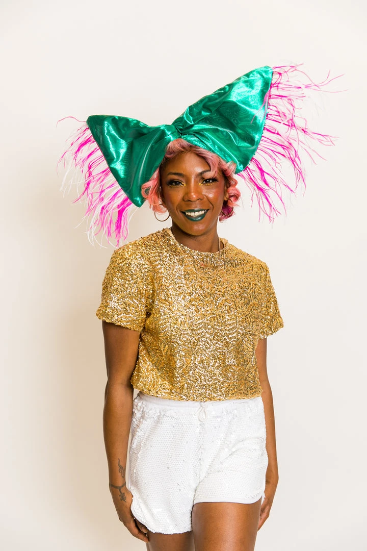 Fringe Co Party Wraps Teal Metallic With Pink And White Ostrich Trim Party Wrap 2 Fringe Co Party Wraps Teal Metallic With Pink And White Ostrich Trim Party Wrap