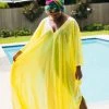 Fringe Co Caftan Club Collection Yellow Iridescent Sequin Long Caftan