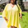 Fringe Co Yellow Iridescent Sequin Short Caftan