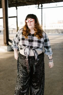 Fringe Co Sequin Collection Black High Waisted Sequin Party Pants 45 Fringe Co Sequin Collection Black High Waisted Sequin Party Pants