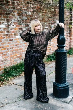 Fringe Co Sequin Collection Black High Waisted Sequin Party Pants 46 Fringe Co Sequin Collection Black High Waisted Sequin Party Pants