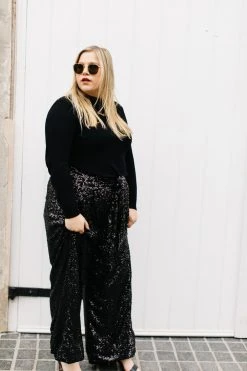 Fringe Co Sequin Collection Black High Waisted Sequin Party Pants