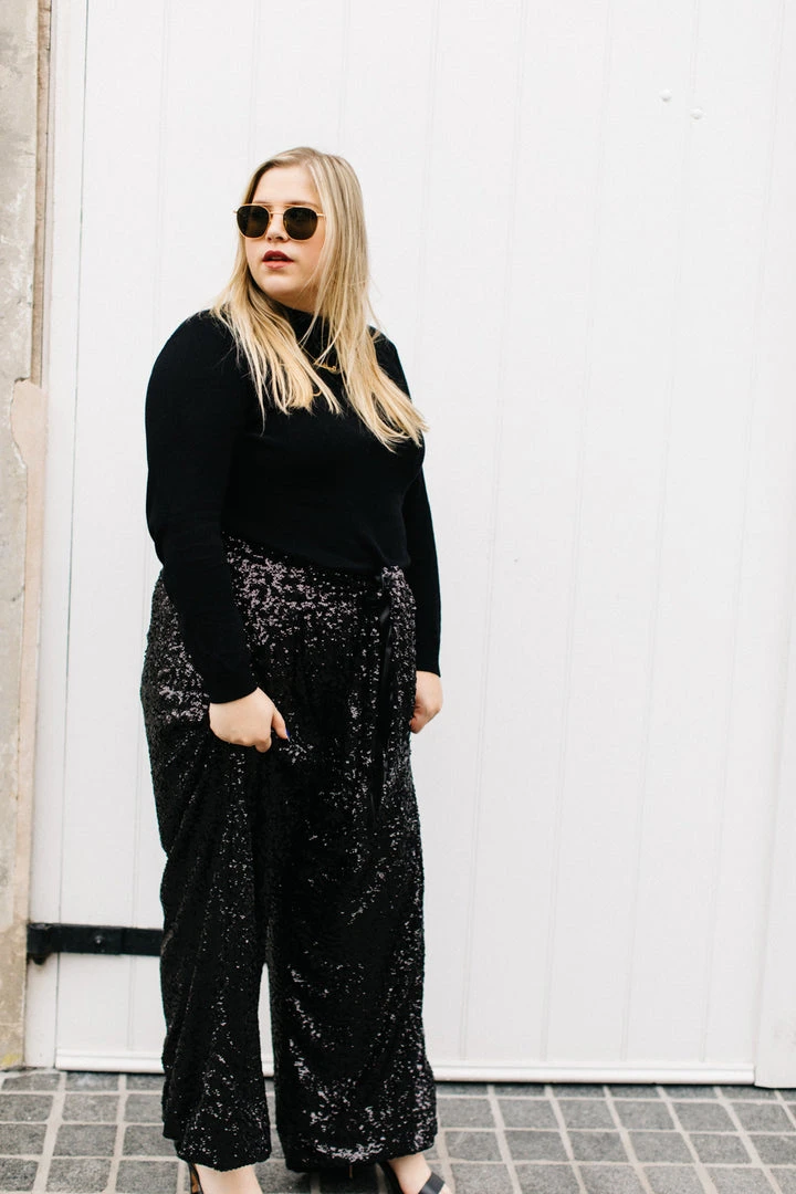 Fringe Co Sequin Collection Black High Waisted Sequin Party Pants 1 Fringe Co Sequin Collection Black High Waisted Sequin Party Pants