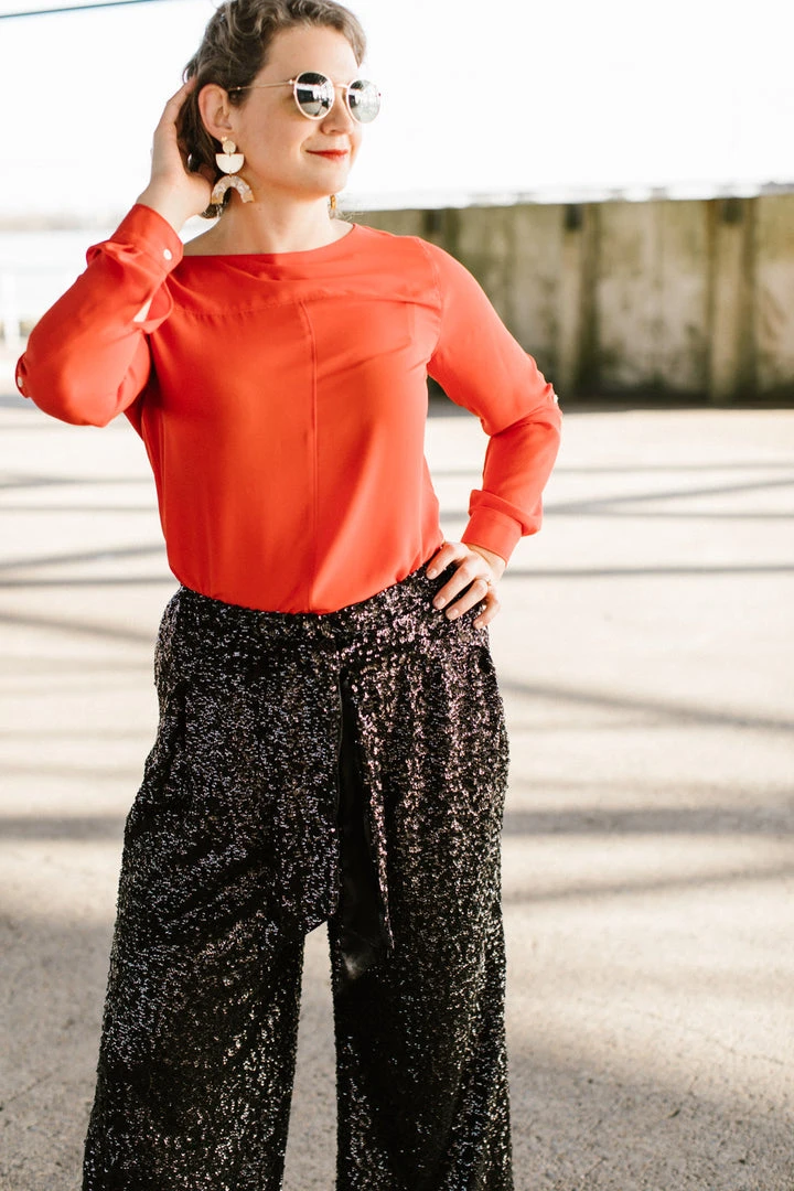 Fringe Co Sequin Collection Black High Waisted Sequin Party Pants 9 Fringe Co Sequin Collection Black High Waisted Sequin Party Pants