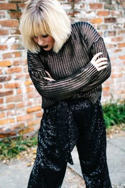 Fringe Co Sequin Collection Black High Waisted Sequin Party Pants 51 Fringe Co Sequin Collection Black High Waisted Sequin Party Pants