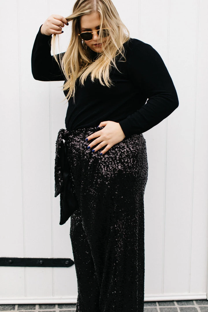 Fringe Co Sequin Collection Black High Waisted Sequin Party Pants 21 Fringe Co Sequin Collection Black High Waisted Sequin Party Pants