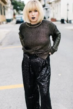 Fringe Co Sequin Collection Black High Waisted Sequin Party Pants