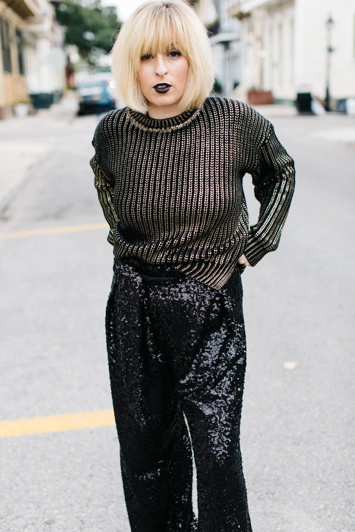 Fringe Co Sequin Collection Black High Waisted Sequin Party Pants 2 Fringe Co Sequin Collection Black High Waisted Sequin Party Pants