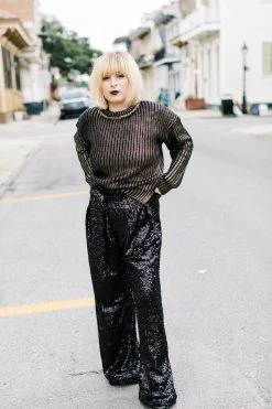 Fringe Co Sequin Collection Black High Waisted Sequin Party Pants 56 Fringe Co Sequin Collection Black High Waisted Sequin Party Pants