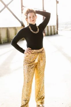Fringe Co Gold High Waisted Sequin Party Pant Sequin Collection