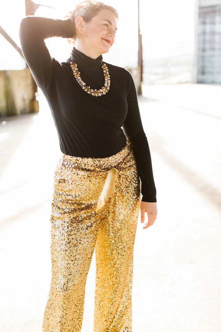 Fringe Co Gold High Waisted Sequin Party Pant Sequin Collection 3 Fringe Co Gold High Waisted Sequin Party Pant Sequin Collection