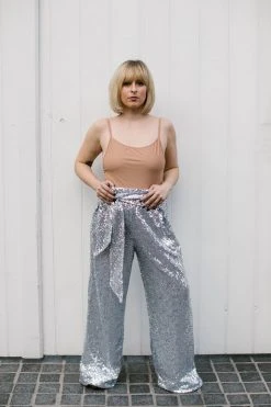 Fringe Co Silver High Waisted Sequin Party Pant