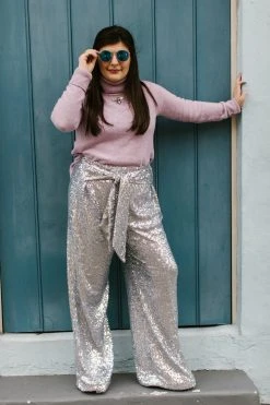 Fringe Co Silver High Waisted Sequin Party Pant