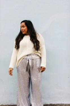 Fringe Co Silver High Waisted Sequin Party Pant