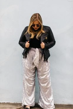 Fringe Co Silver High Waisted Sequin Party Pant