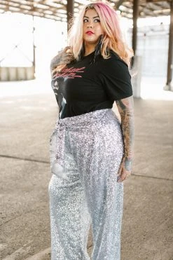 Fringe Co Silver High Waisted Sequin Party Pant