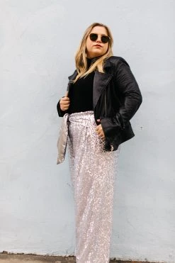 Fringe Co Silver High Waisted Sequin Party Pant